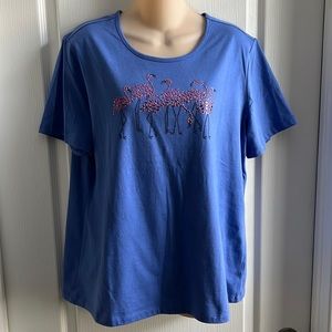 Pink Flamingo Embellished Tee-L